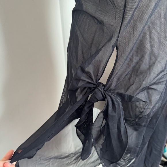 Vintage black Sheer Swim Cover-Up/lingerie slip L whimsigoth grunge goth - Picture 3 of 7